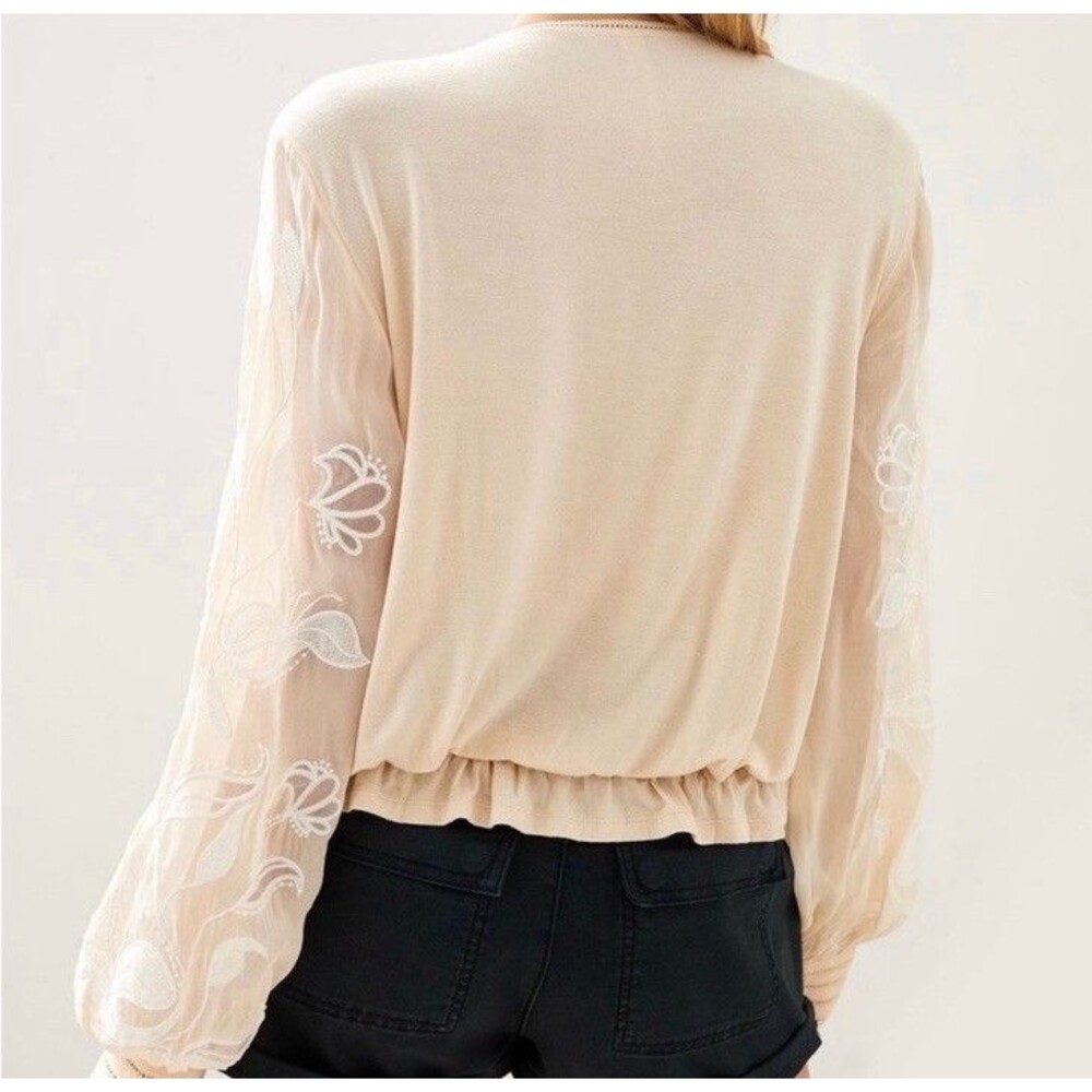 Anthropologie Top Women’s Embroidered Floral Button Down Creme Sz S NWT - Picture 4 of 11